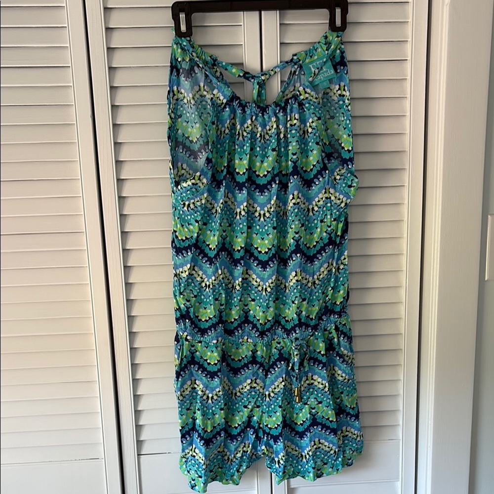 Escapada Blue and Green Chevron Romper